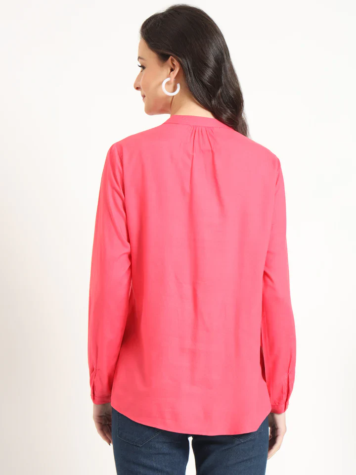 Dark Pink Solid Pintex Top - Image 6