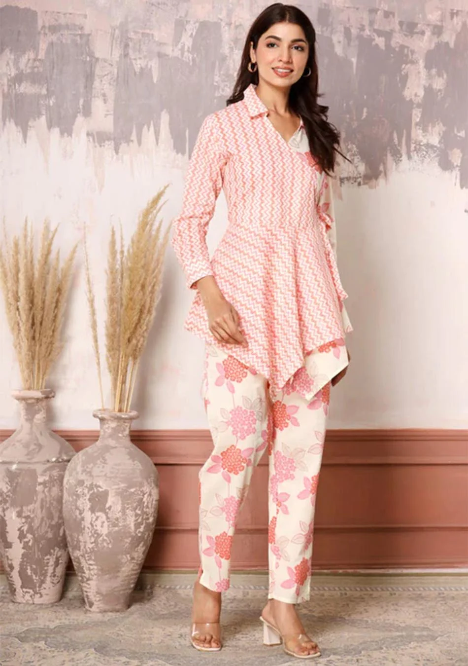 Zig Zag Floral Pink & White co-ord set - Image 3