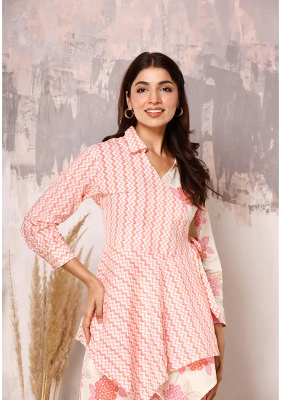 Zig Zag Floral Pink & White co-ord set - Image 4