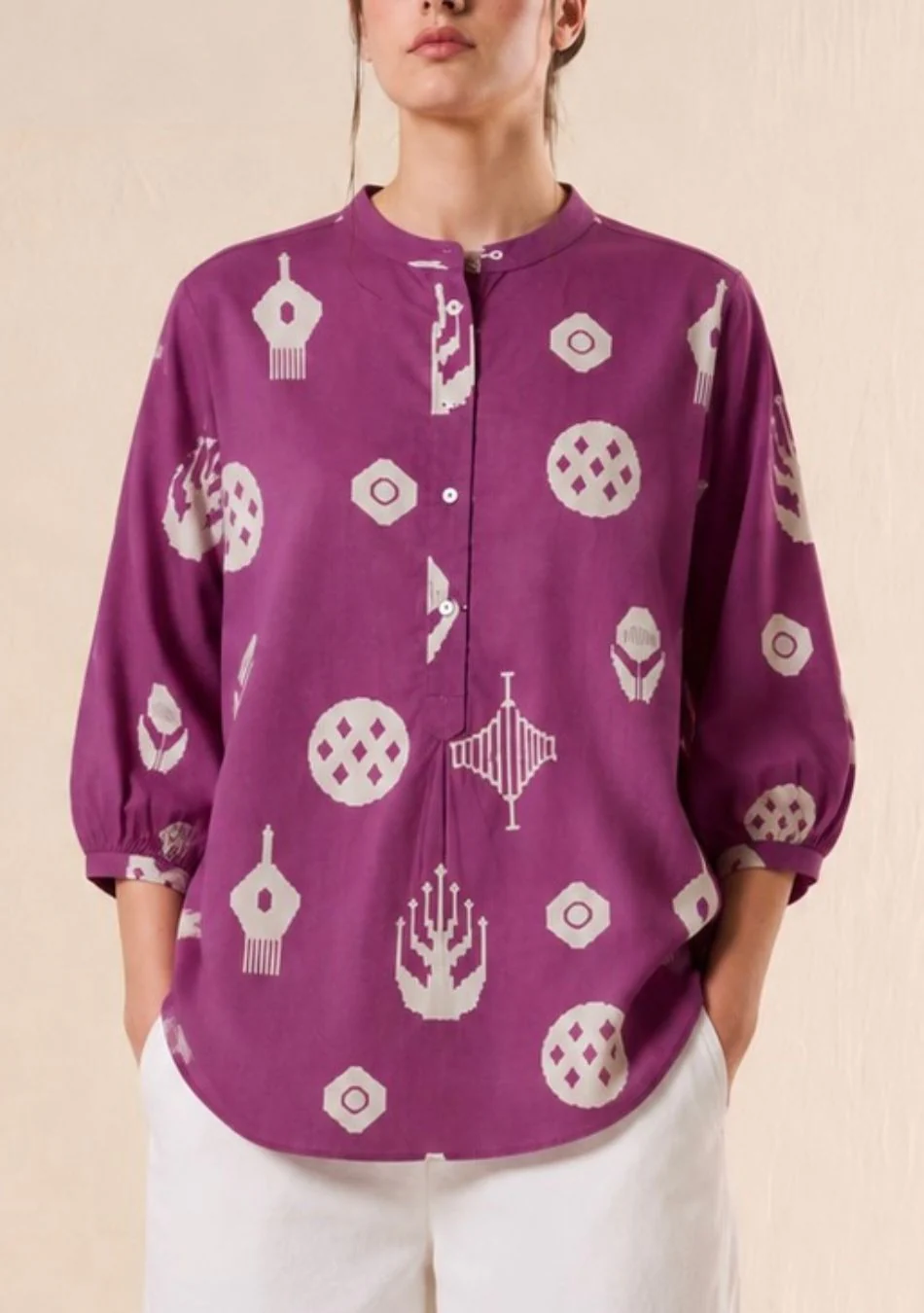 Aravalii Violet Loom Abstract Top - Image 3