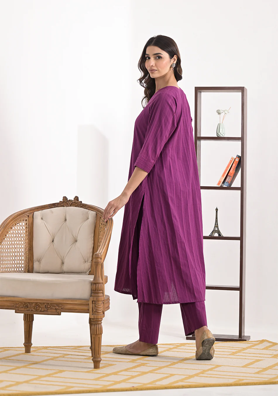 ARAVALII Purple Cotton Dobby Co-Ord Set - Image 2