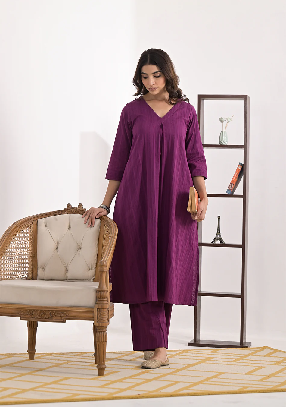 ARAVALII Purple Cotton Dobby Co-Ord Set - Image 5