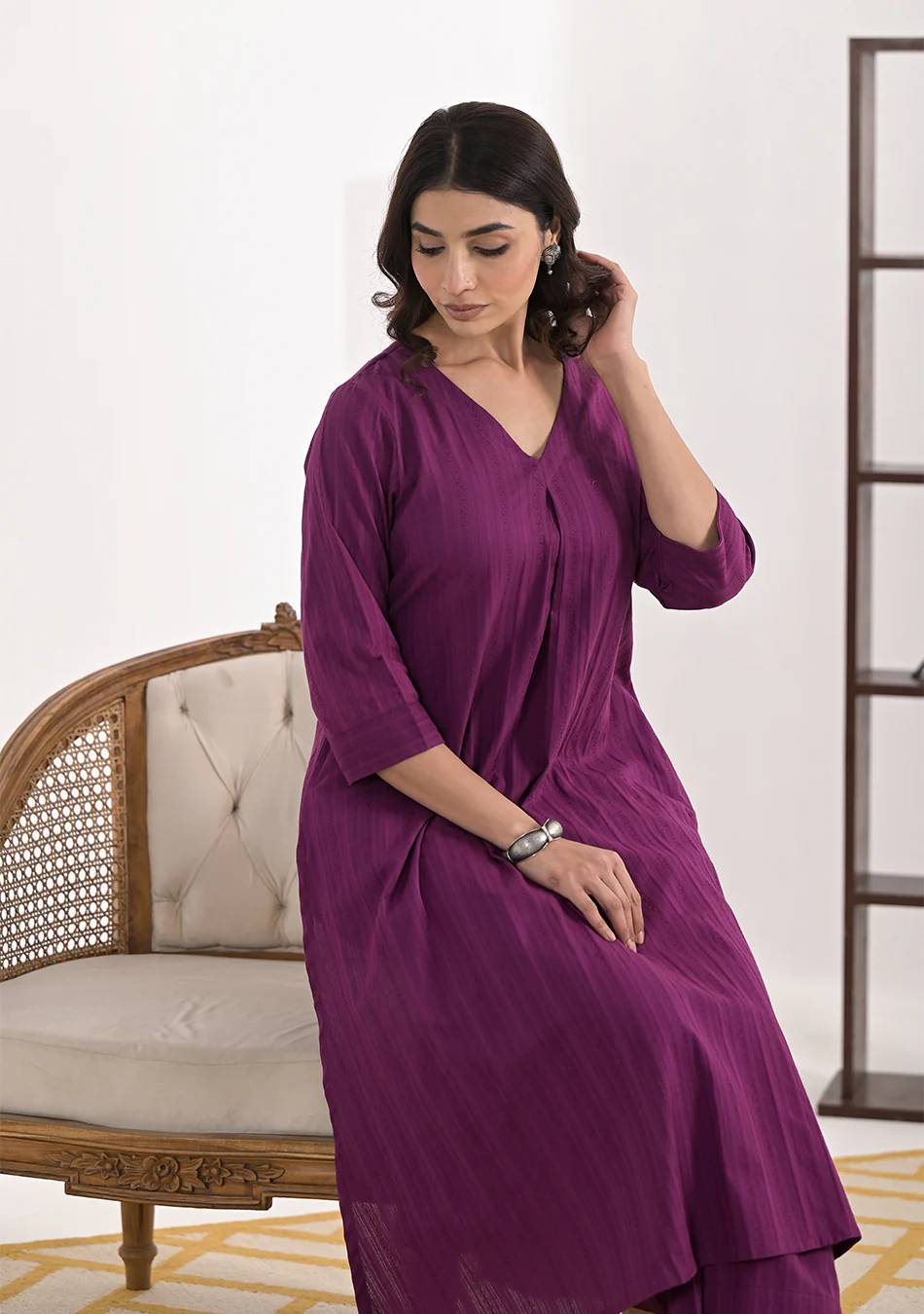 ARAVALII Purple Cotton Dobby Co-Ord Set - Image 7