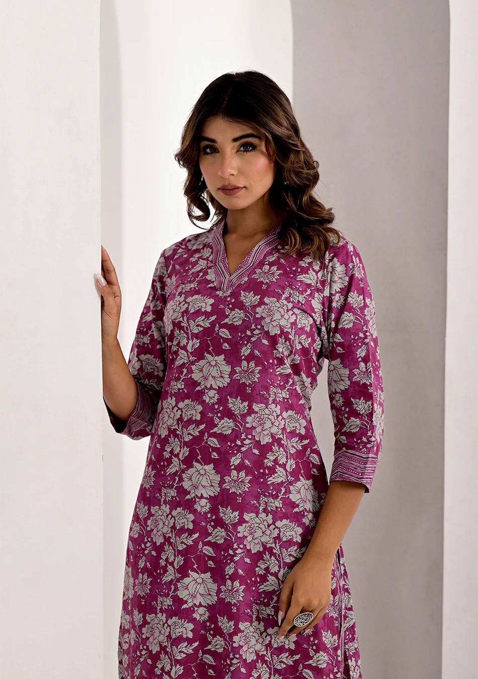 Purple Pink Kurta Pant Set - Image 2