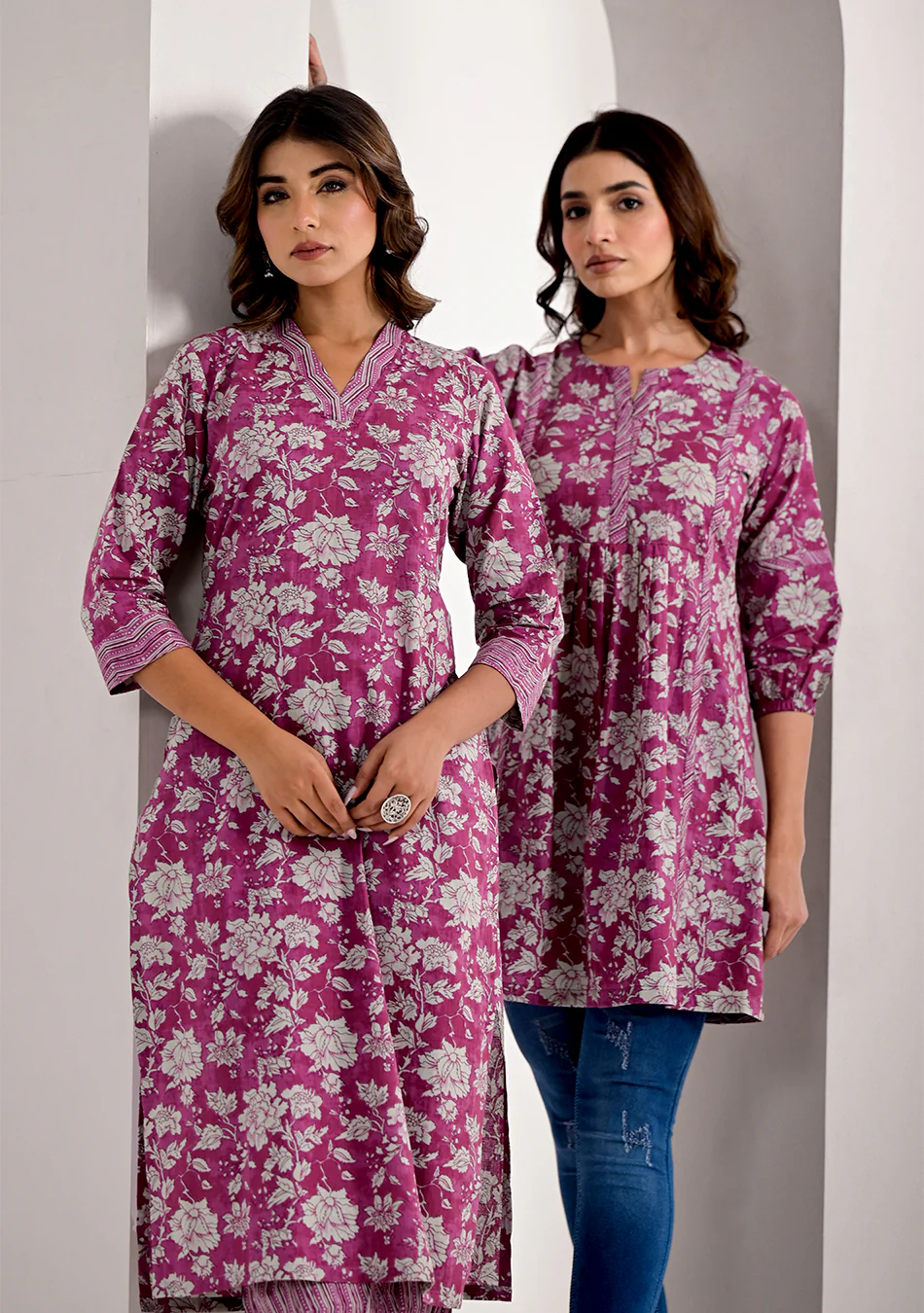 Purple Pink Kurta Pant Set - Image 7