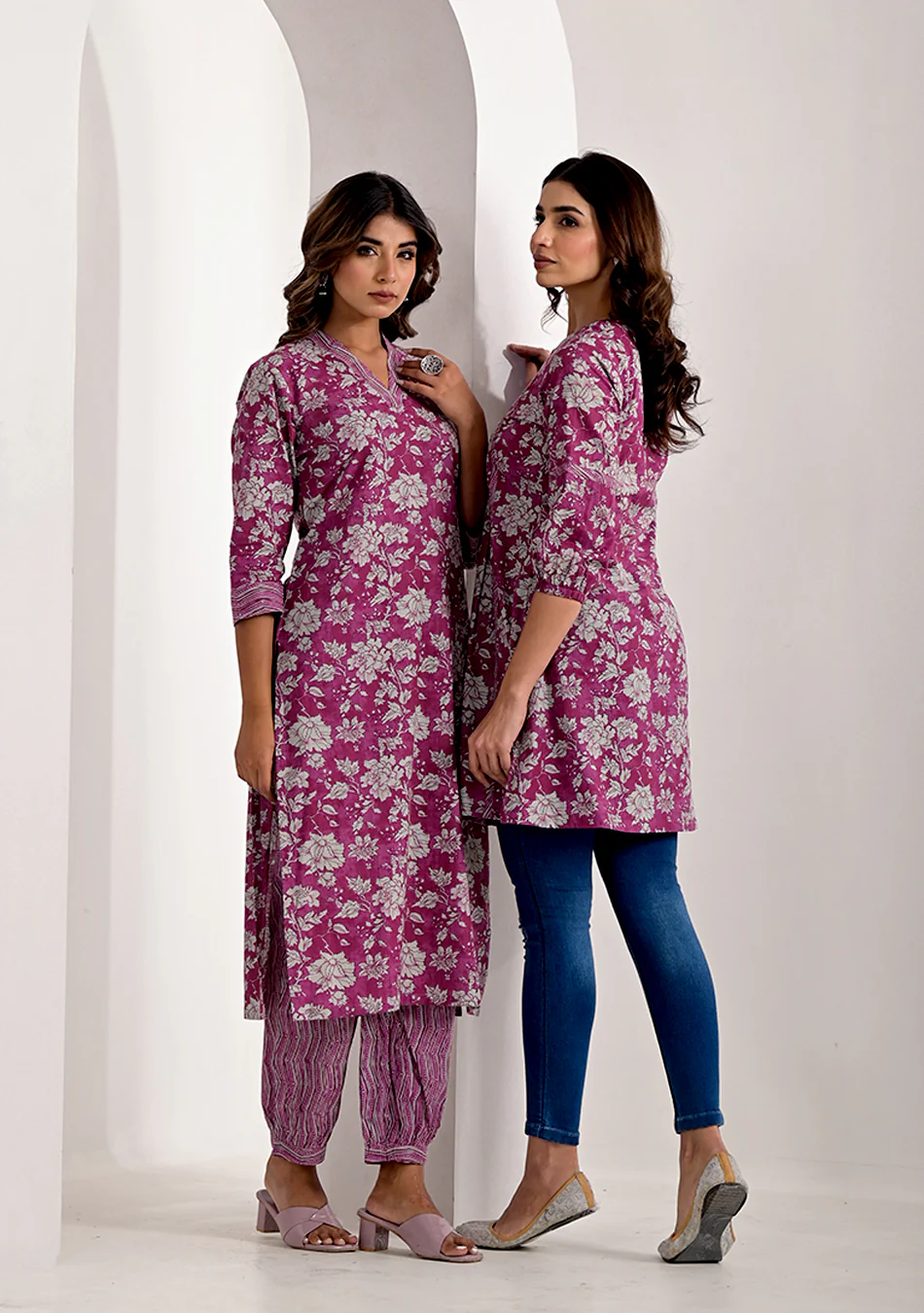 Purple Pink Kurta Pant Set - Image 8