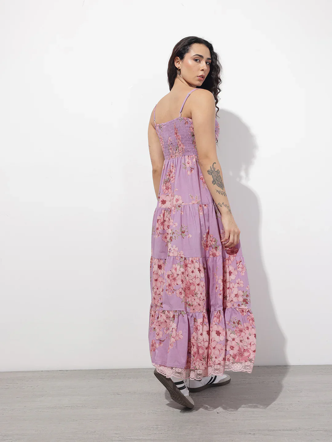 Purple Shoulder strap Cotton Dress - Image 4