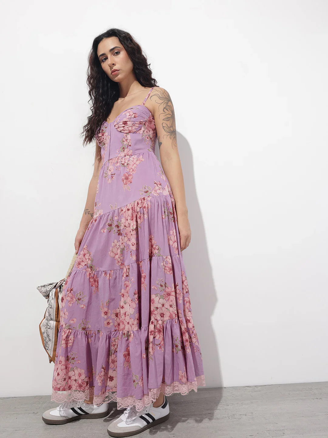 Purple Shoulder strap Cotton Dress - Image 5