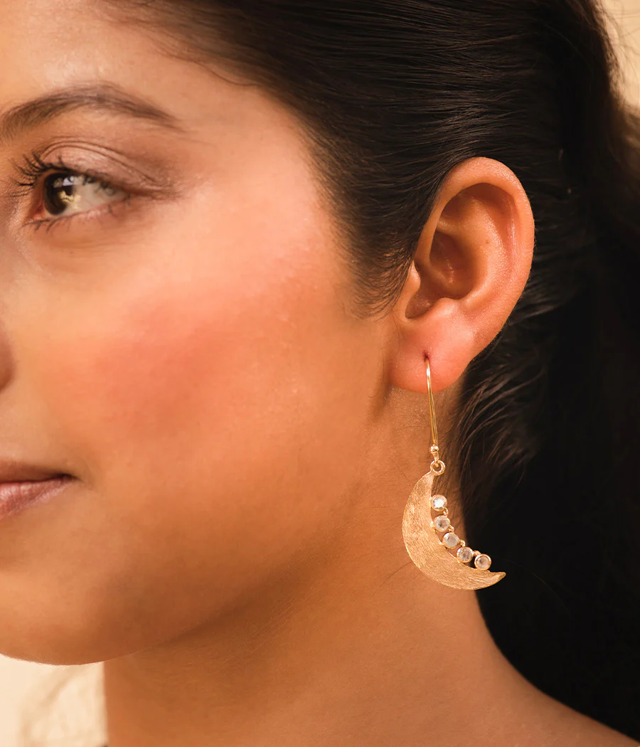 Rainbow Moonstone Gold-Plated Earrings - Image 3