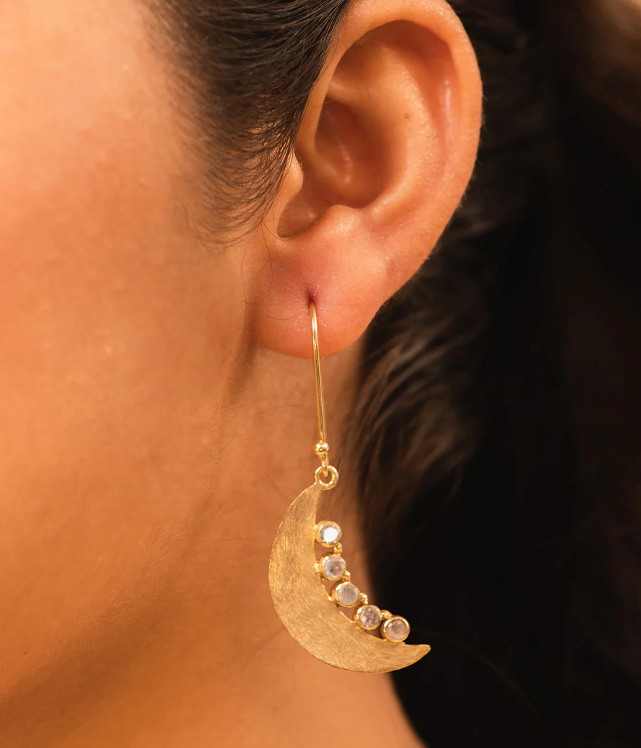 Rainbow Moonstone Gold-Plated Earrings - Image 4