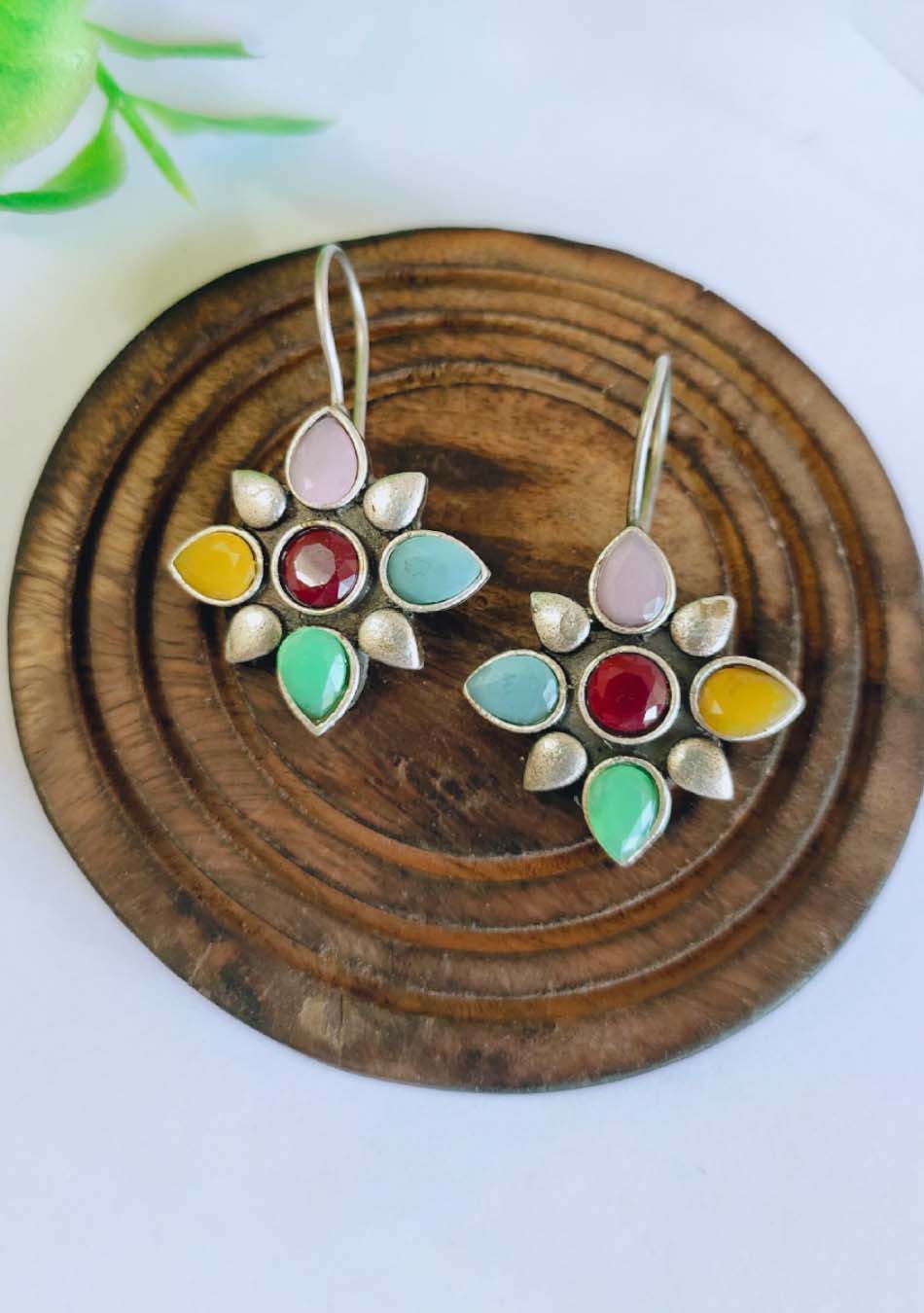 Rainbow Petal Hook Earrings - Image 2