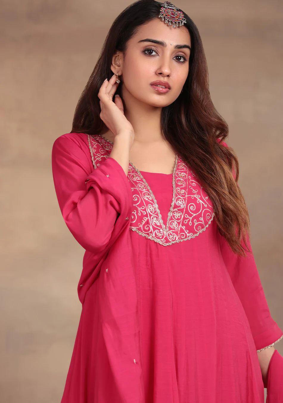 Rani Pink Anarkali with Zari Embroidery - Image 2