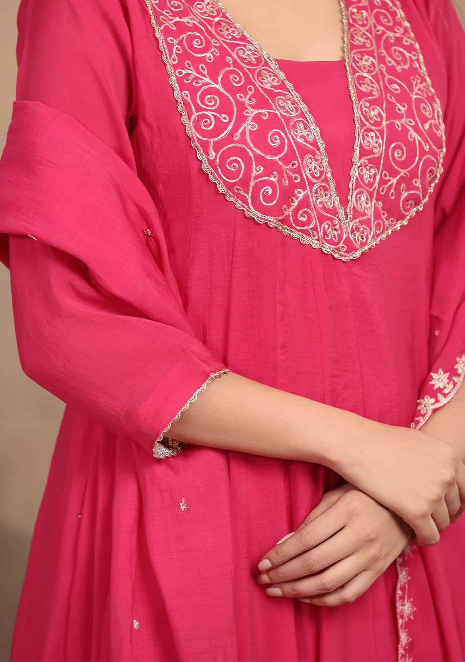 Rani Pink Anarkali with Zari Embroidery - Image 4