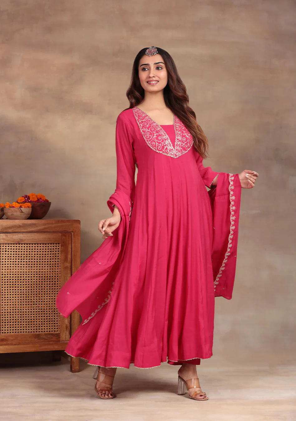 Rani Pink Anarkali with Zari Embroidery - Image 5