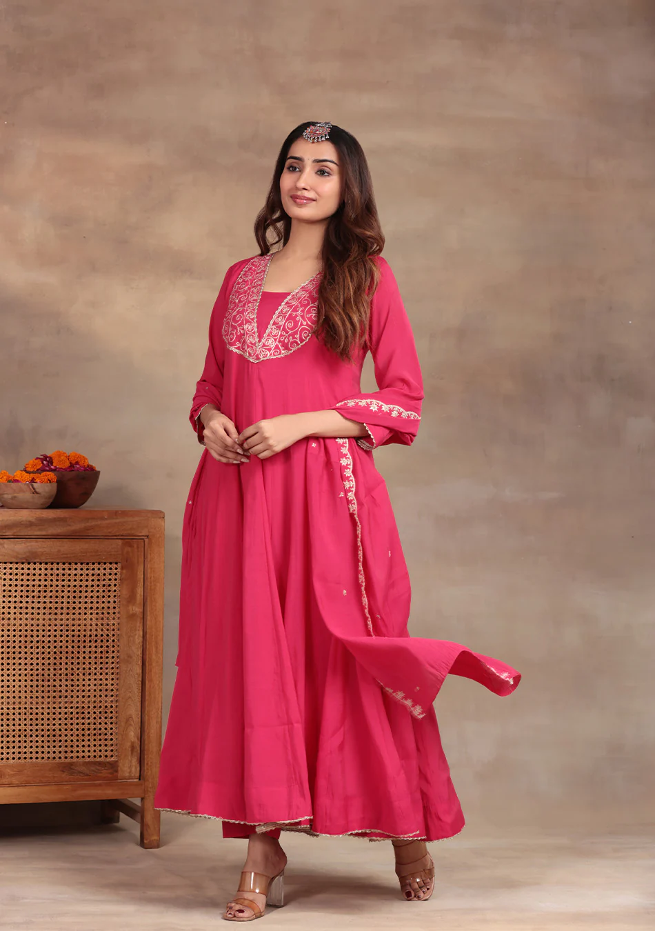 Rani Pink Anarkali with Zari Embroidery - Image 6