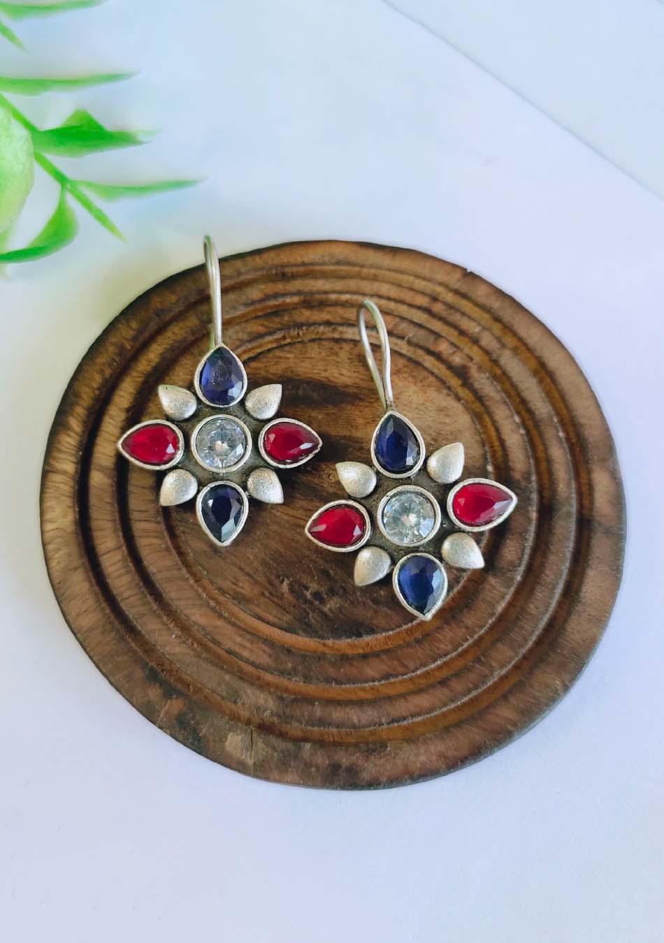 Red Blue Hook Earrings - Image 3