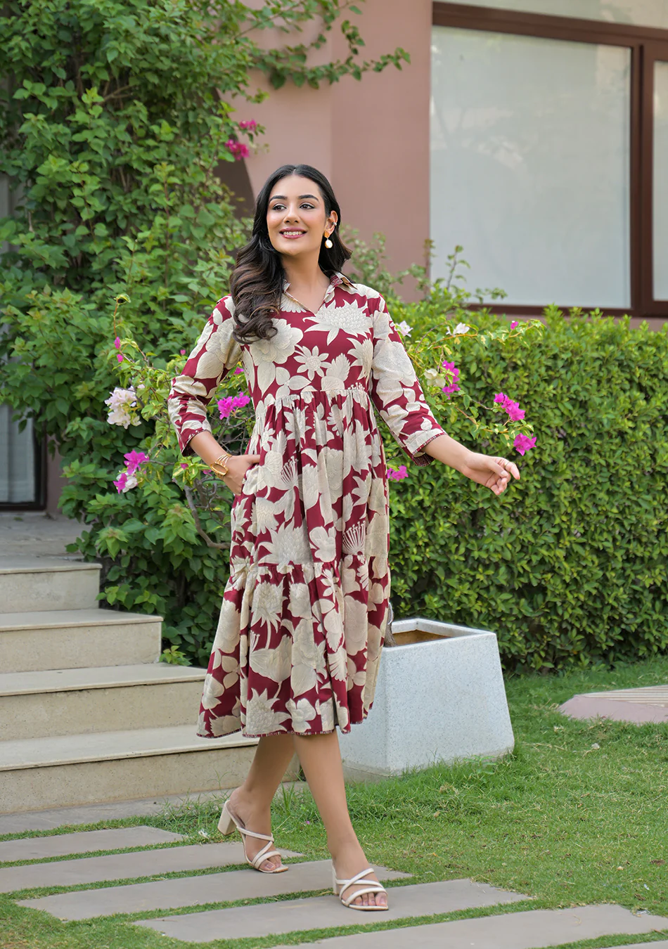 Aravalii Crimson Botanica Dress - Image 5