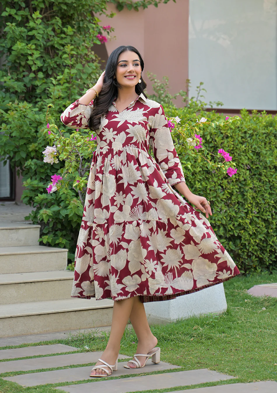 Aravalii Crimson Botanica Dress - Image 6