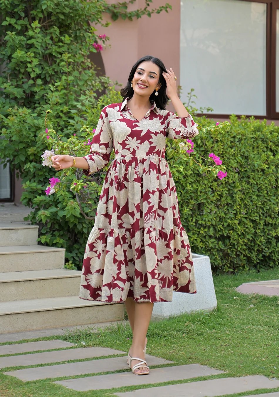 Aravalii Crimson Botanica Dress - Image 7