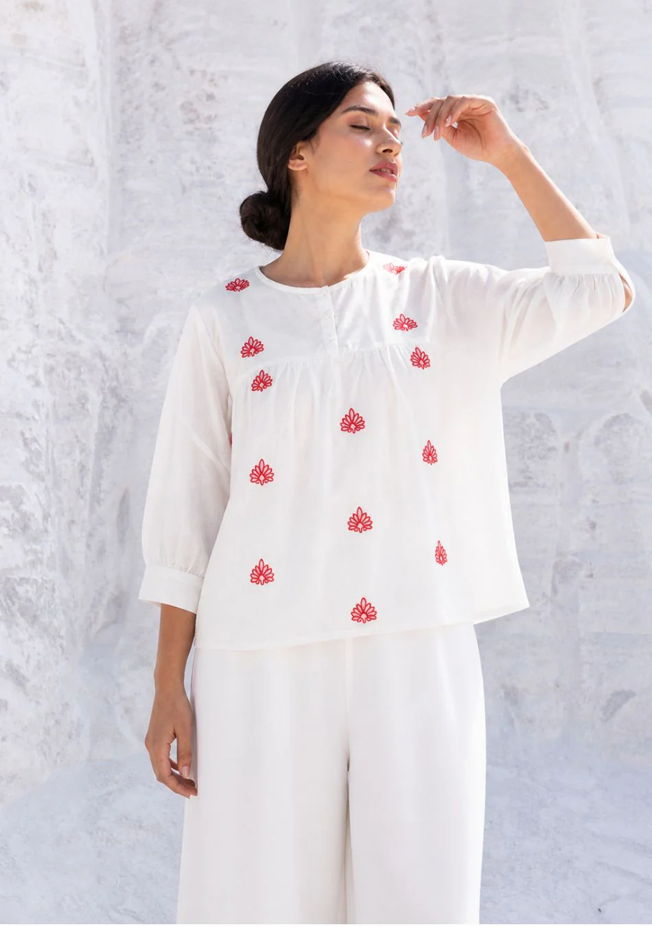 Red Floral Pop Top - Image 2