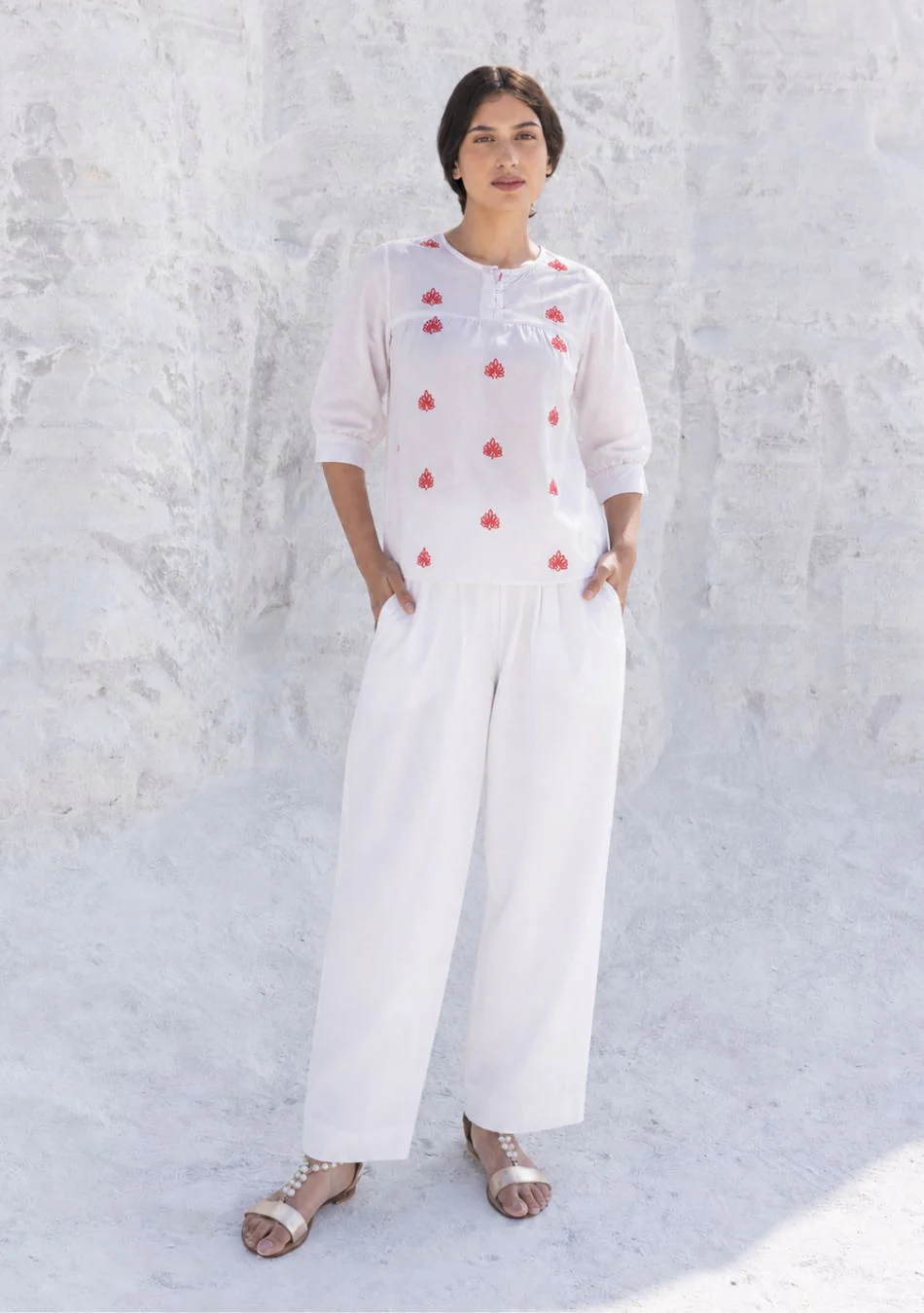 Red Floral Pop Top - Image 3
