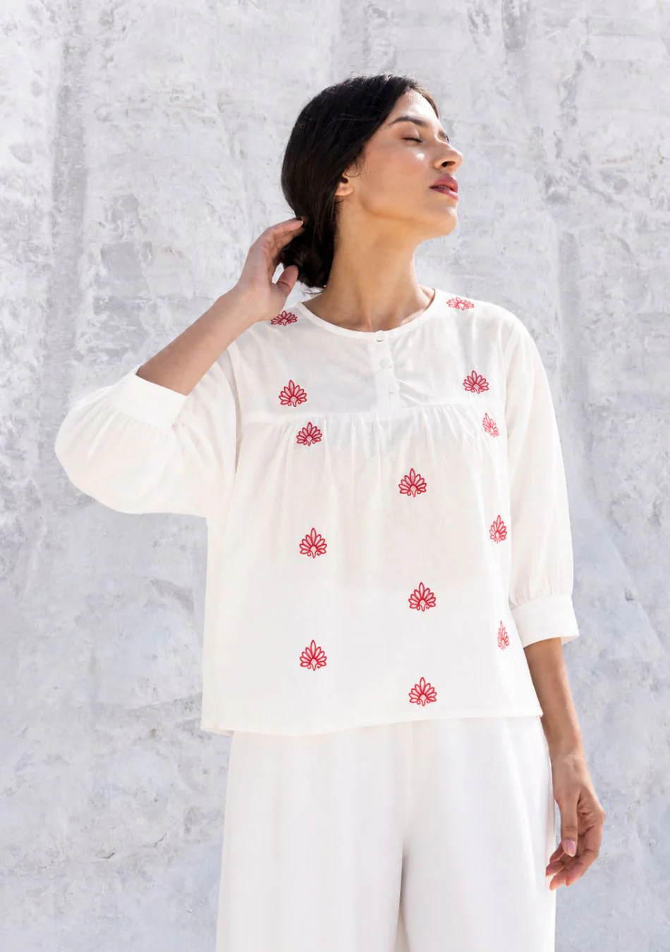 Red Floral Pop Top - Image 7
