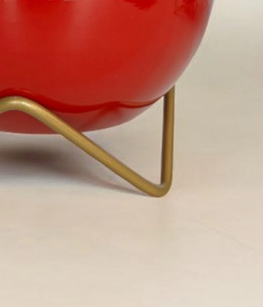 Red Gold Metal Planter With Stand - Image 4