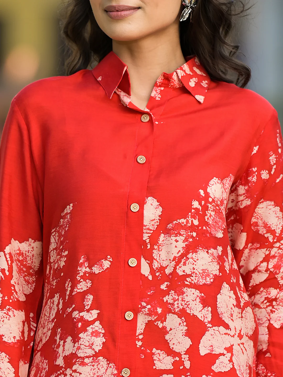 Red Brushstroke Muslin Co-Ord Set - Image 4