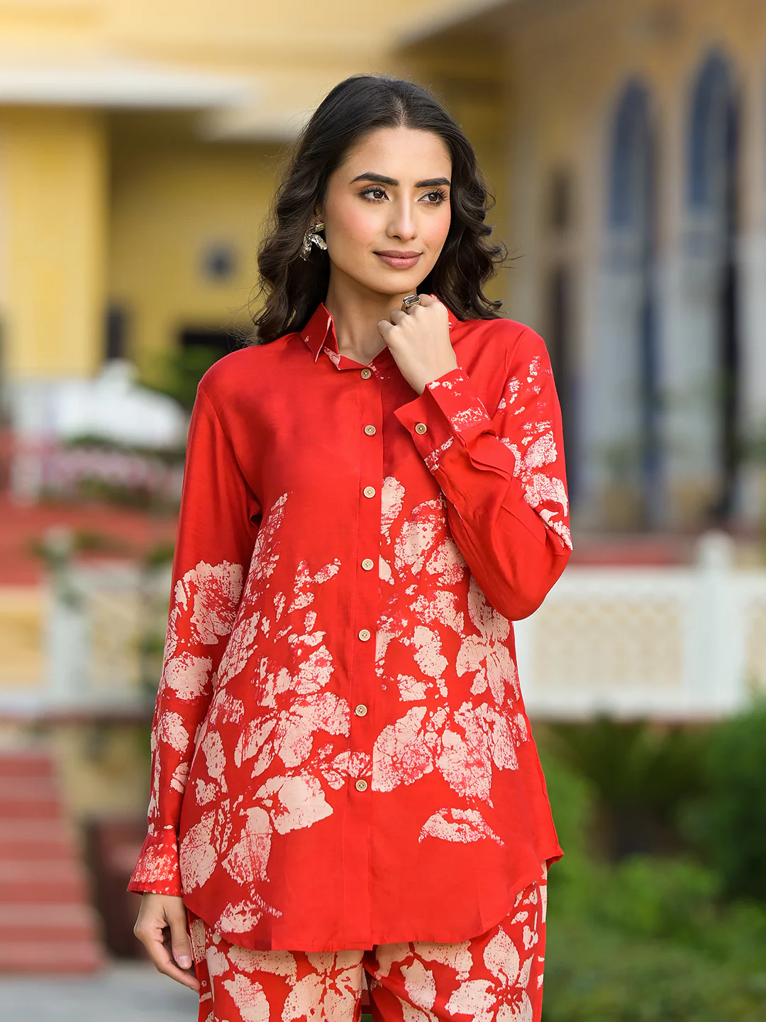Red Brushstroke Muslin Co-Ord Set - Image 5