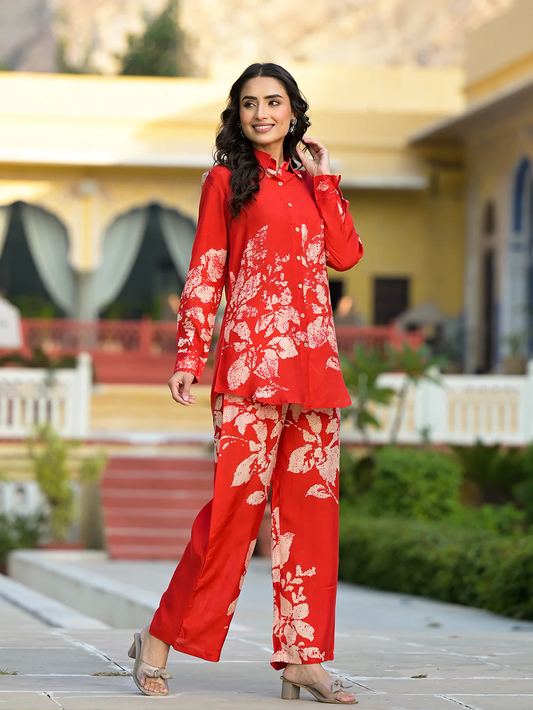 Red Brushstroke Muslin Co-Ord Set - Image 6