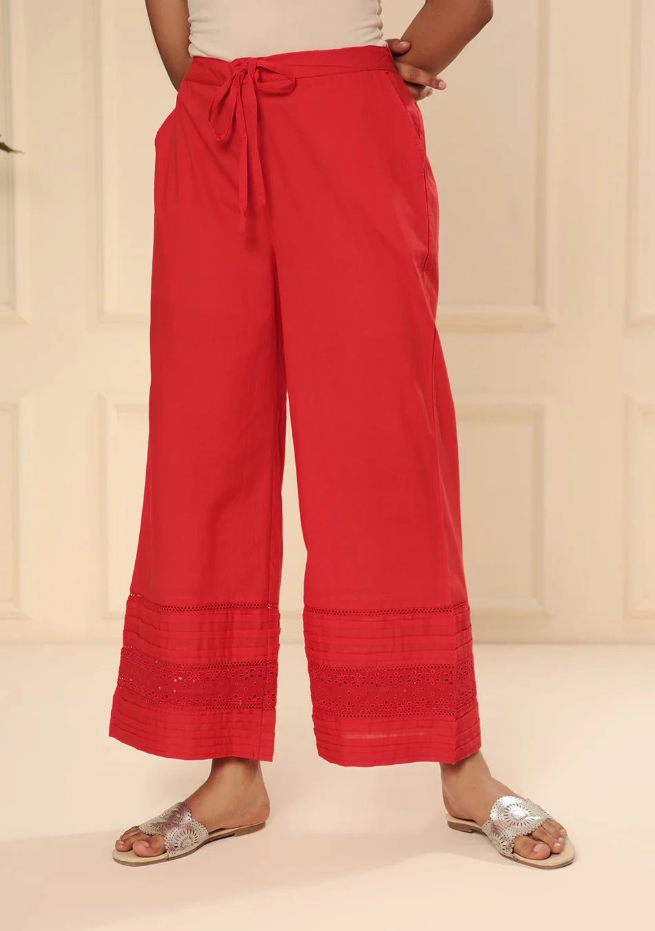RED SCHIFFLY BORDER PANT - Image 2