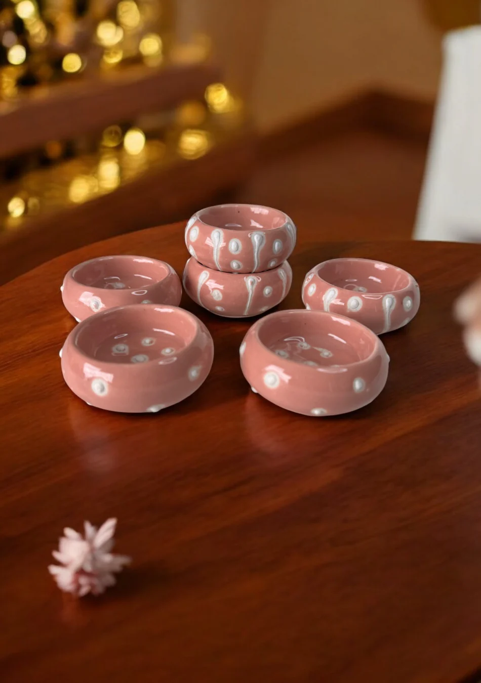 Coral Glow Handcrafted Tea Light Diya - Image 5