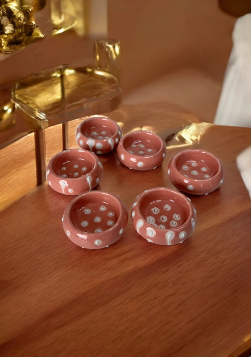 Coral Glow Handcrafted Tea Light Diya - Image 6
