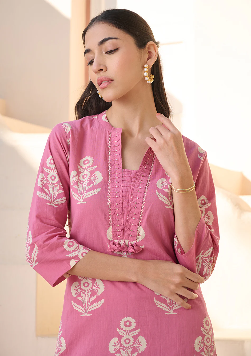 Rose Printed Suit Set with Dupatta - Image 4