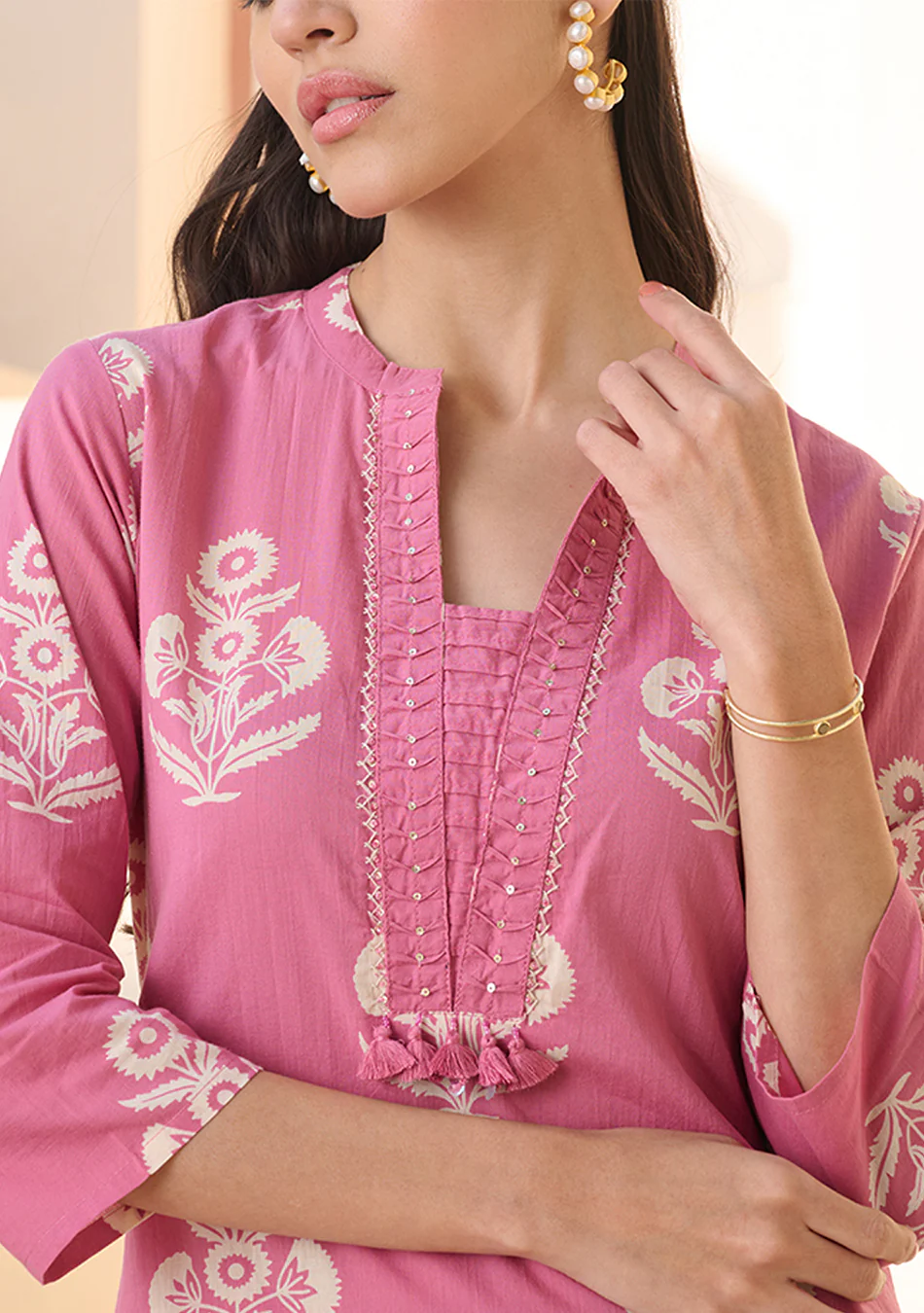 Rose Printed Suit Set with Dupatta - Image 5