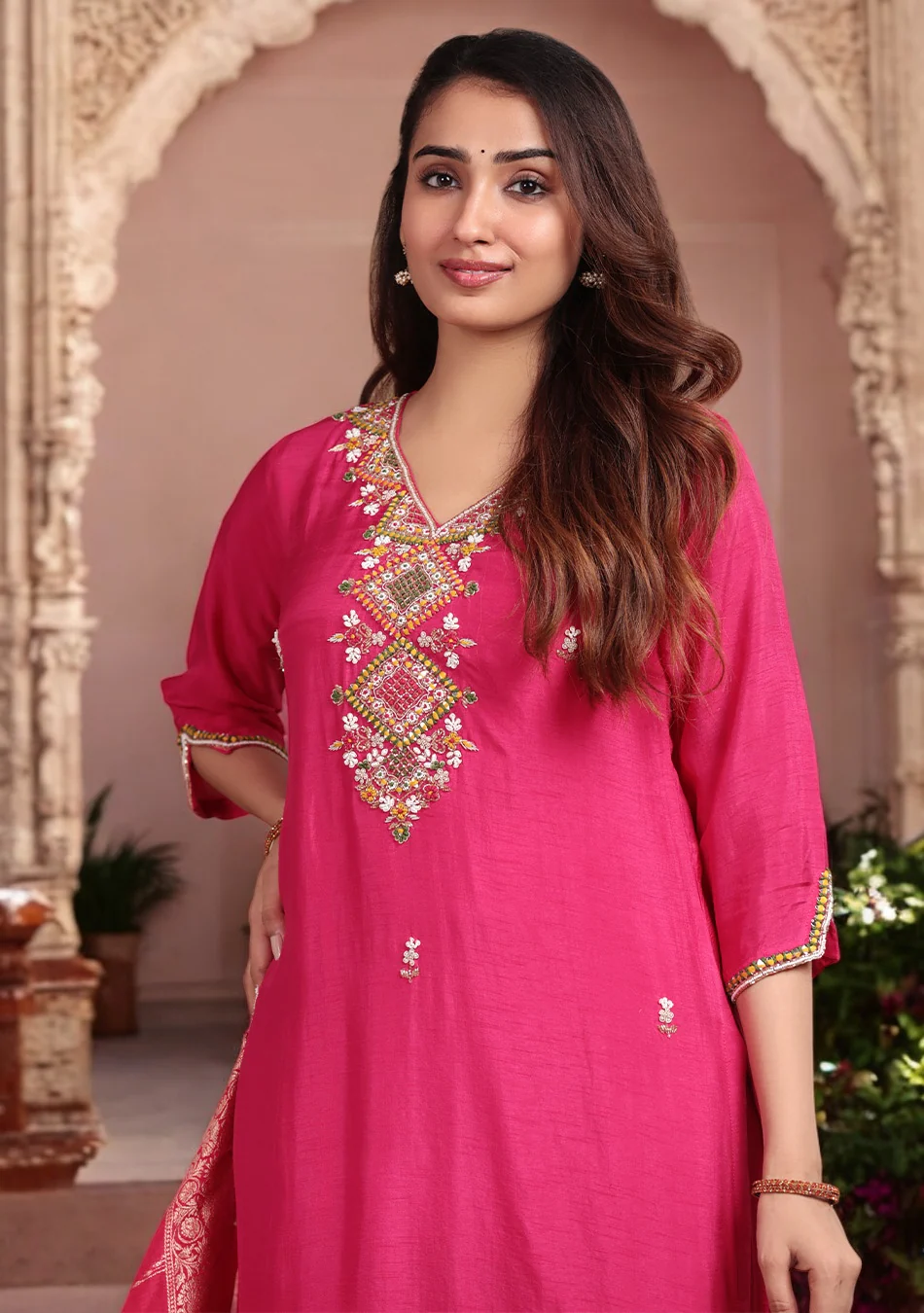 Rose Radiance Embroidered Suit Set - Image 4