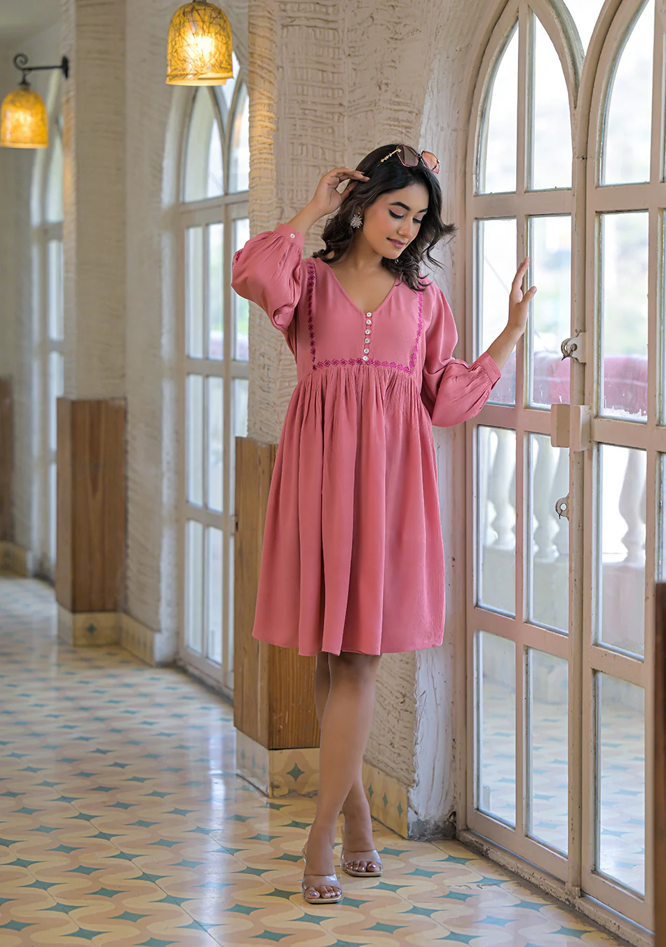 Rosewood Crinkle Empire Dress - Image 5