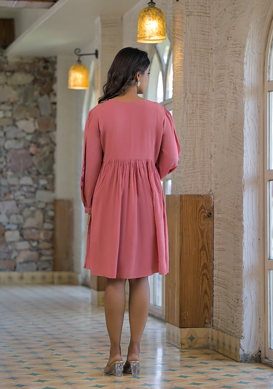 Rosewood Crinkle Empire Dress - Image 7