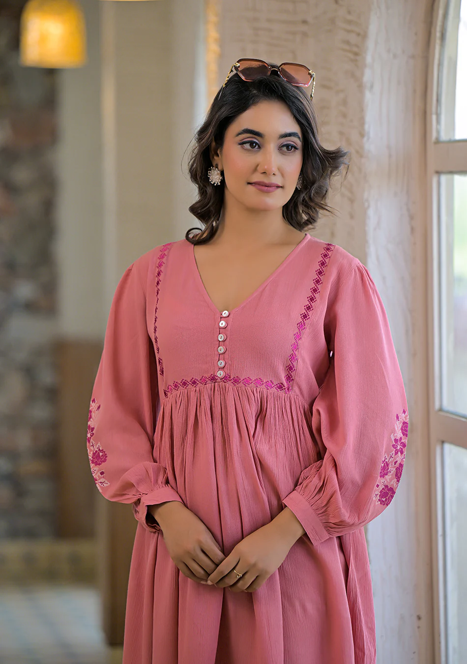 Rosewood Crinkle Empire Dress - Image 8