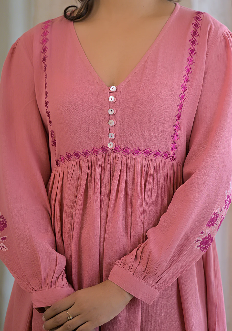 Rosewood Crinkle Empire Dress - Image 9
