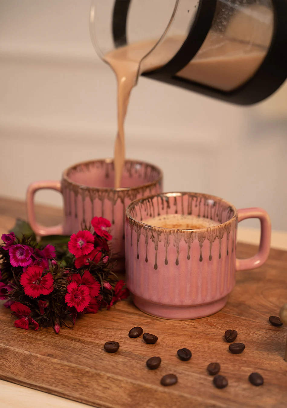 Rosy Finch Pink Ceramic Mugs Set - Handcrafted - Image 6