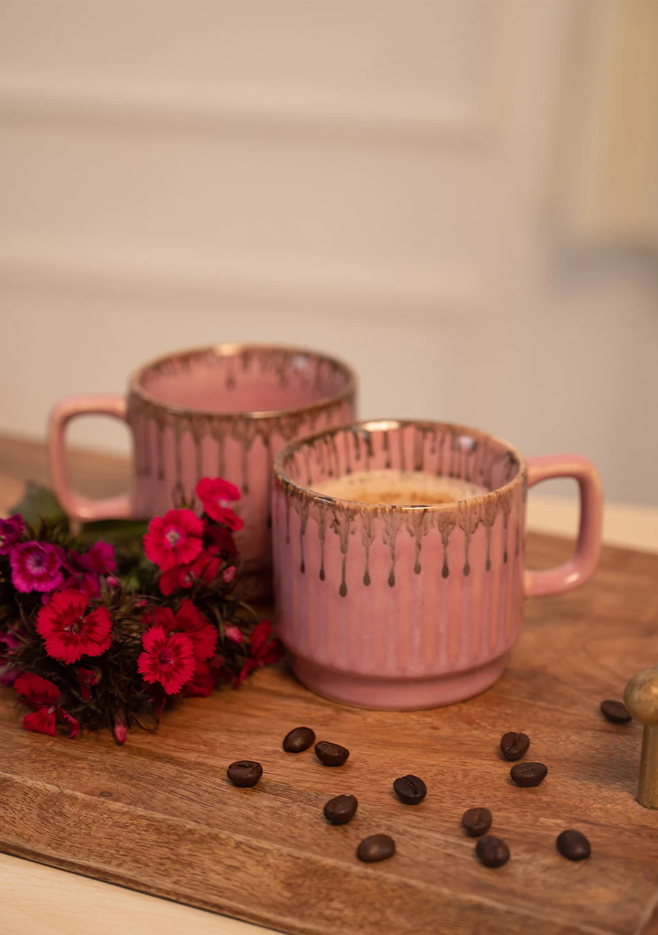 Rosy Finch Pink Ceramic Mugs Set - Handcrafted - Image 7