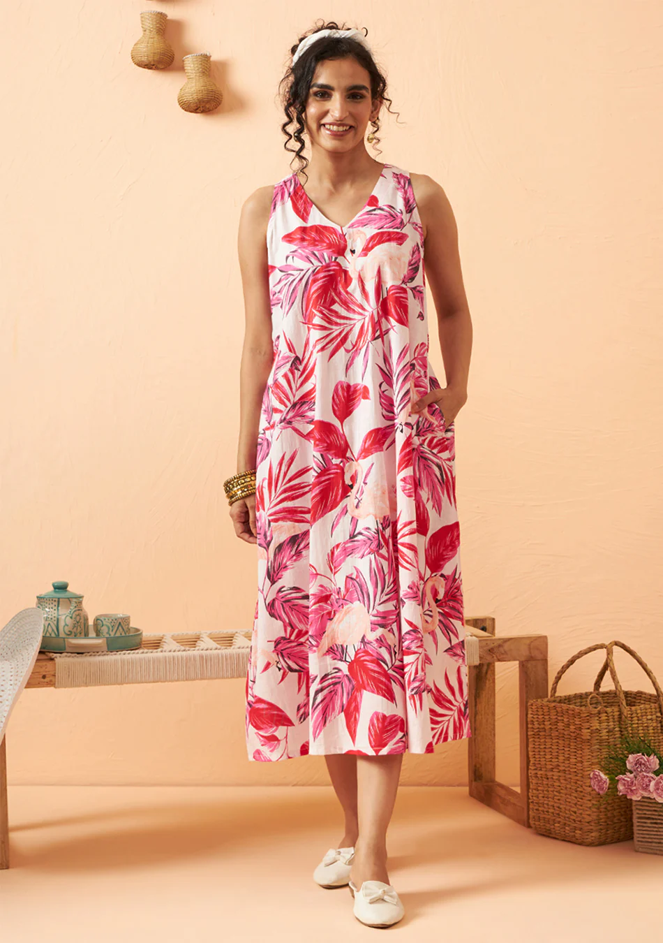 Coral Canopy Maxi Dress