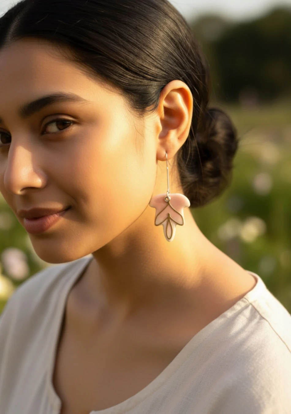 Rosy Leaf Earrings - Image 3