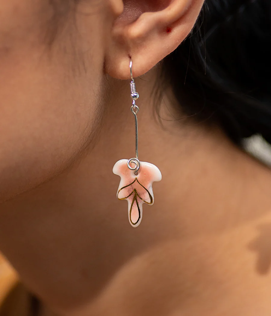 Rosy Leaf Earrings - Image 4
