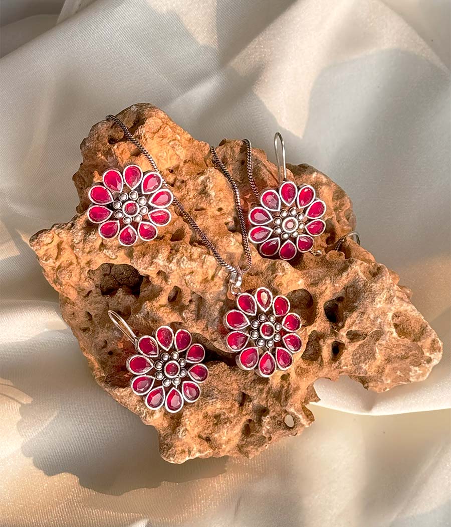 Ruby Blossom Pendant Set - Image 5