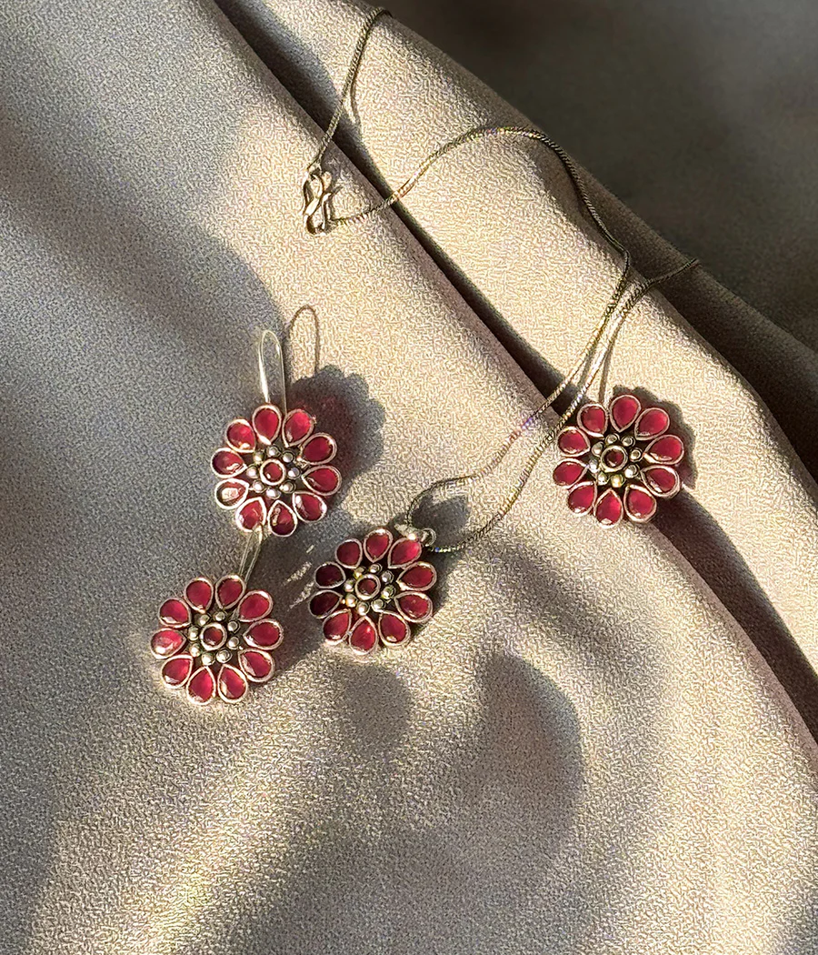 Ruby Blossom Pendant Set - Image 7