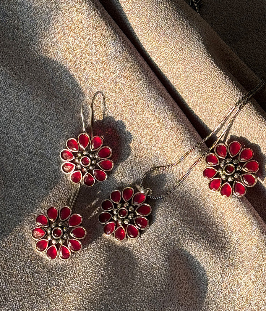 Ruby Blossom Pendant Set - Image 8