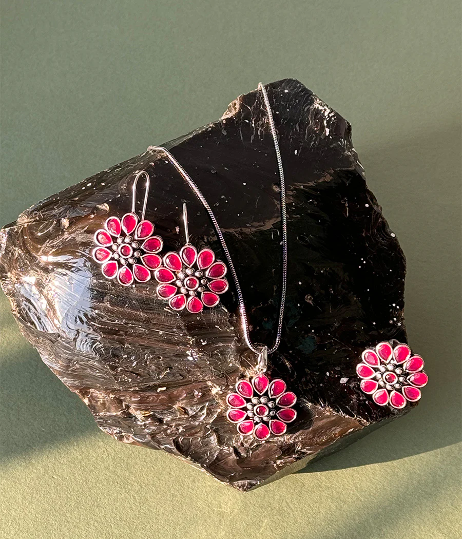 Ruby Blossom Pendant Set - Image 9