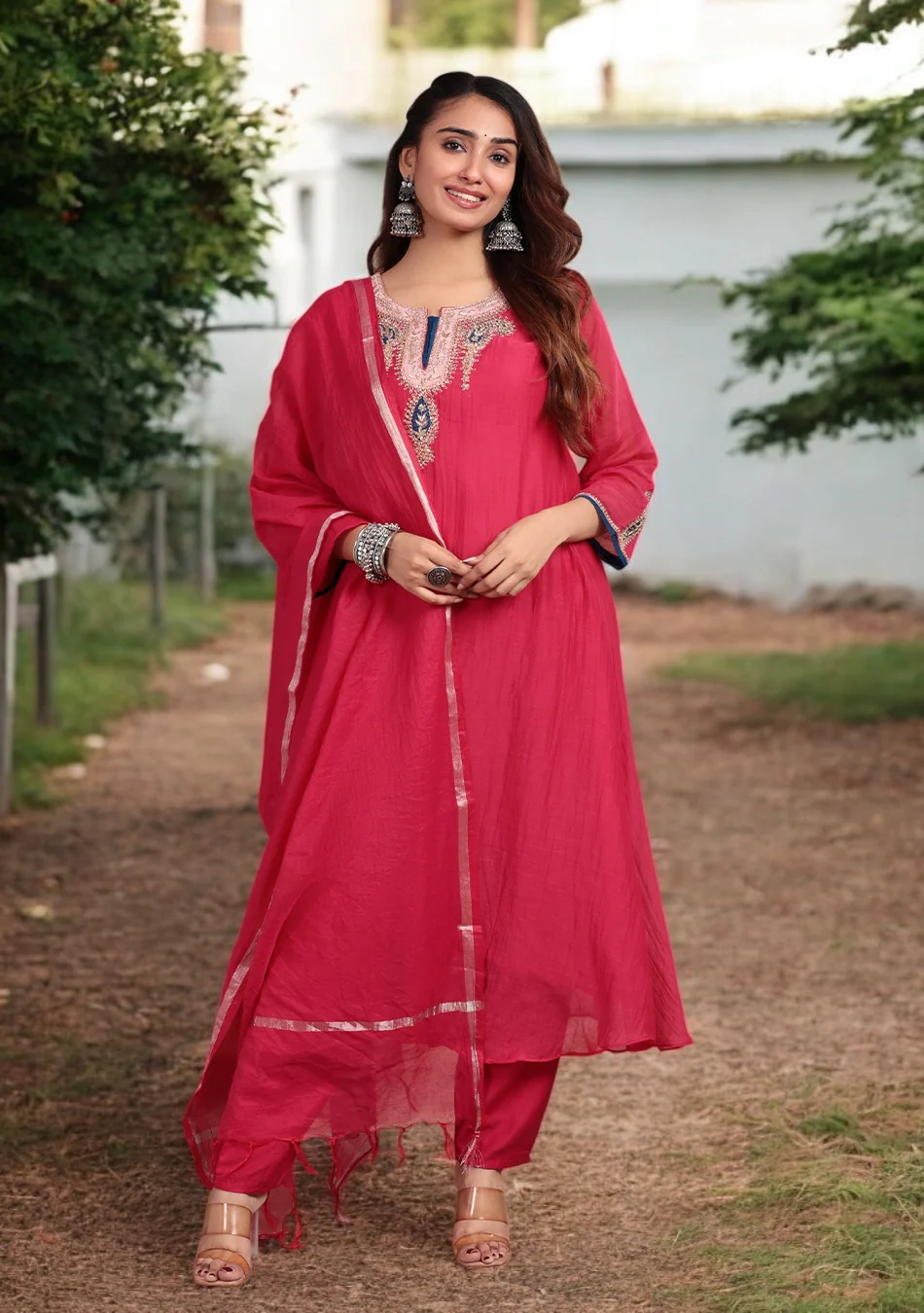 Ruby Glow Chanderi Dabka Suit Set - Image 2